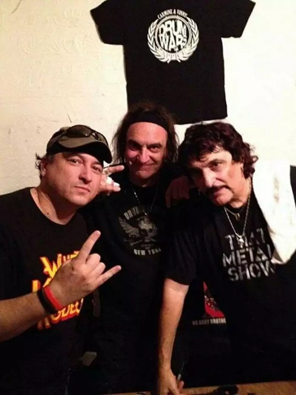 Tigman hangin with Vinnie Appice and Carmine Appice after a Drum Wars show (The Rutigliano Archives).